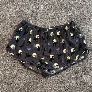 Aerie Off Duty Seersucker Halloween Boxers - Black Cat and Moon Print